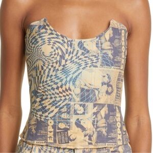 Miaou Blue and Beige Graphic Top
